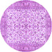 Round Machine Washable Persian Purple Traditional Area Rugs, wshtr3182pur