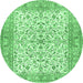 Round Persian Emerald Green Traditional Rug, tr3182emgrn