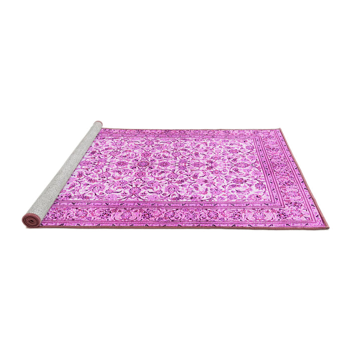 Sideview of Machine Washable Persian Pink Traditional Rug, wshtr3182pnk