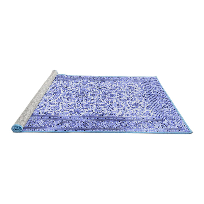 Sideview of Machine Washable Persian Blue Traditional Rug, wshtr3182blu