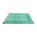 Sideview of Machine Washable Persian Turquoise Traditional Area Rugs, wshtr3182turq