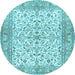 Round Machine Washable Persian Light Blue Traditional Rug, wshtr3182lblu