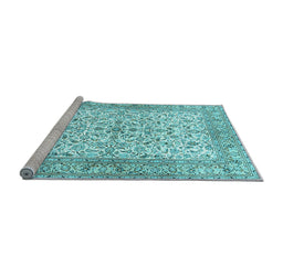 Sideview of Machine Washable Persian Light Blue Traditional Rug, wshtr3182lblu