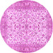 Round Machine Washable Persian Pink Traditional Rug, wshtr3182pnk