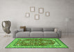 Machine Washable Animal Green Traditional Area Rugs in a Living Room,, wshtr3183grn