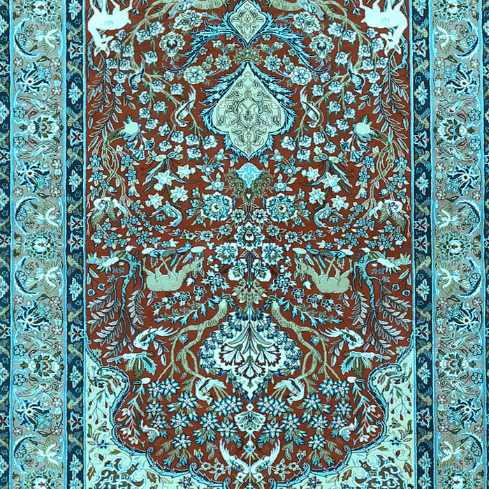 Machine Washable Animal Light Blue Traditional Rug, wshtr3183lblu