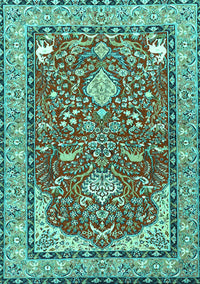 Animal Turquoise Traditional Rug, tr3183turq