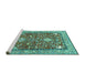 Sideview of Machine Washable Animal Turquoise Traditional Area Rugs, wshtr3183turq