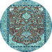 Round Animal Light Blue Traditional Rug, tr3183lblu