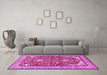 Machine Washable Animal Pink Traditional Rug in a Living Room, wshtr3183pnk