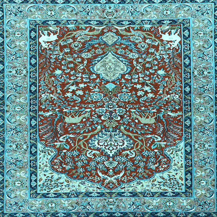 Square Machine Washable Animal Light Blue Traditional Rug, wshtr3183lblu