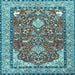 Square Machine Washable Animal Light Blue Traditional Rug, wshtr3183lblu