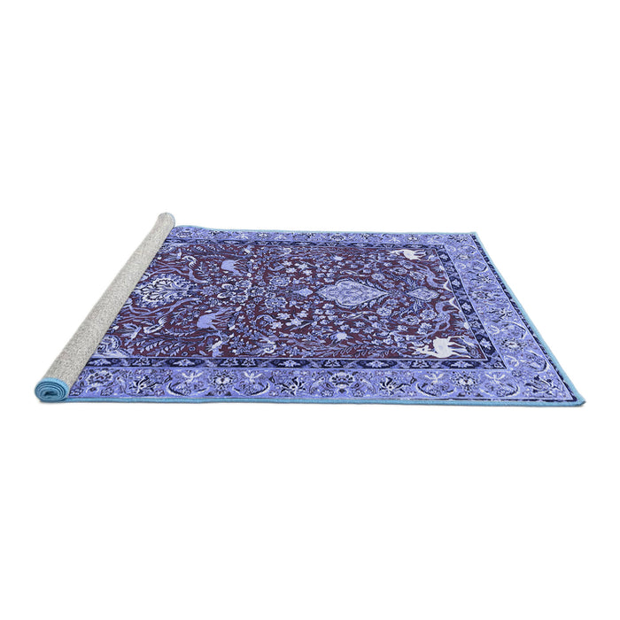 Sideview of Machine Washable Animal Blue Traditional Rug, wshtr3183blu