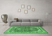 Machine Washable Animal Emerald Green Traditional Area Rugs in a Living Room,, wshtr3183emgrn