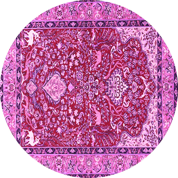 Round Machine Washable Animal Pink Traditional Rug, wshtr3183pnk
