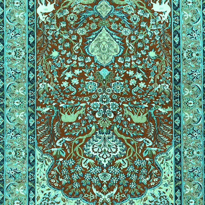 Machine Washable Animal Turquoise Traditional Area Rugs, wshtr3183turq