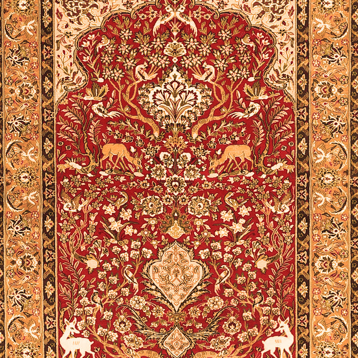 Serging Thickness of Machine Washable Animal Orange Traditional Area Rugs, wshtr3183org
