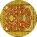 Round Animal Yellow Traditional Rug, tr3183yw