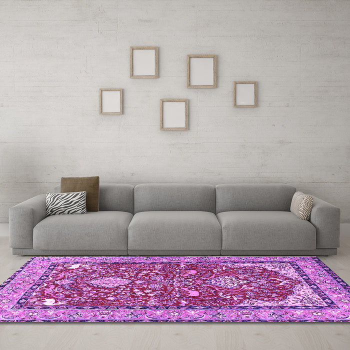 Machine Washable Animal Purple Traditional Area Rugs in a Living Room, wshtr3183pur