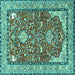 Square Animal Turquoise Traditional Rug, tr3183turq