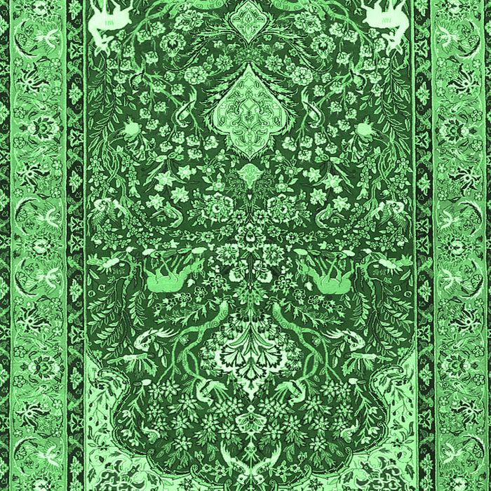 Machine Washable Animal Emerald Green Traditional Area Rugs, wshtr3183emgrn