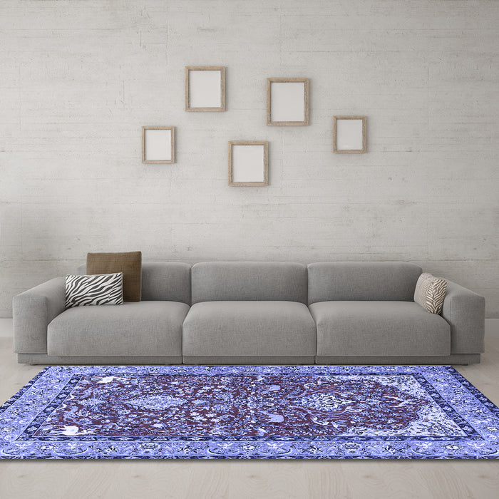Machine Washable Animal Blue Traditional Rug in a Living Room, wshtr3183blu
