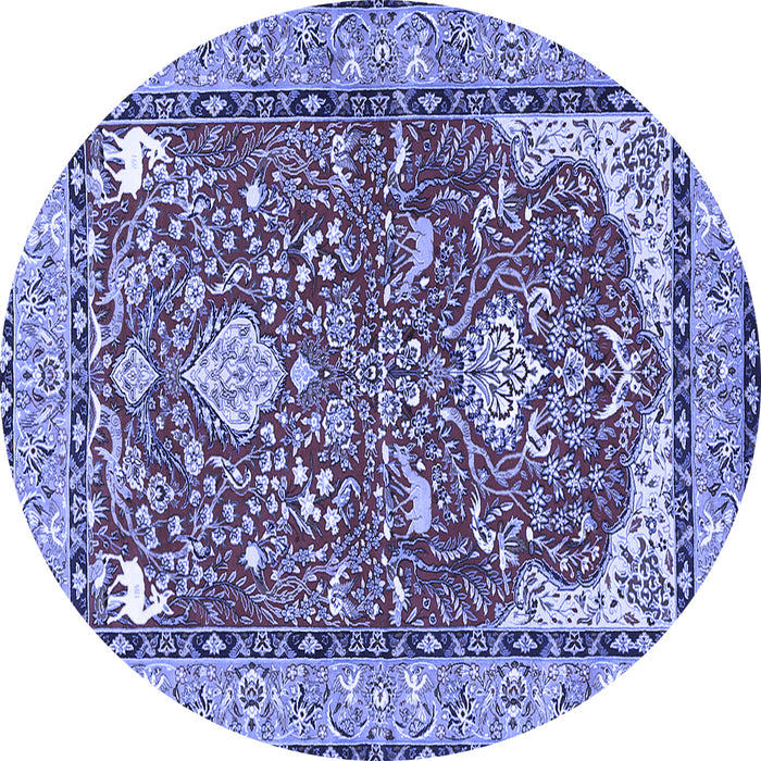 Round Machine Washable Animal Blue Traditional Rug, wshtr3183blu