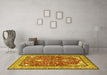 Machine Washable Animal Yellow Traditional Rug in a Living Room, wshtr3183yw