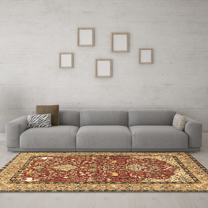 Machine Washable Animal Brown Traditional Rug in a Living Room,, wshtr3183brn
