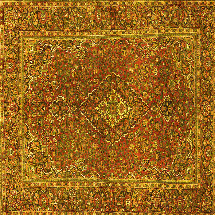 Square Machine Washable Persian Yellow Traditional Rug, wshtr3184yw