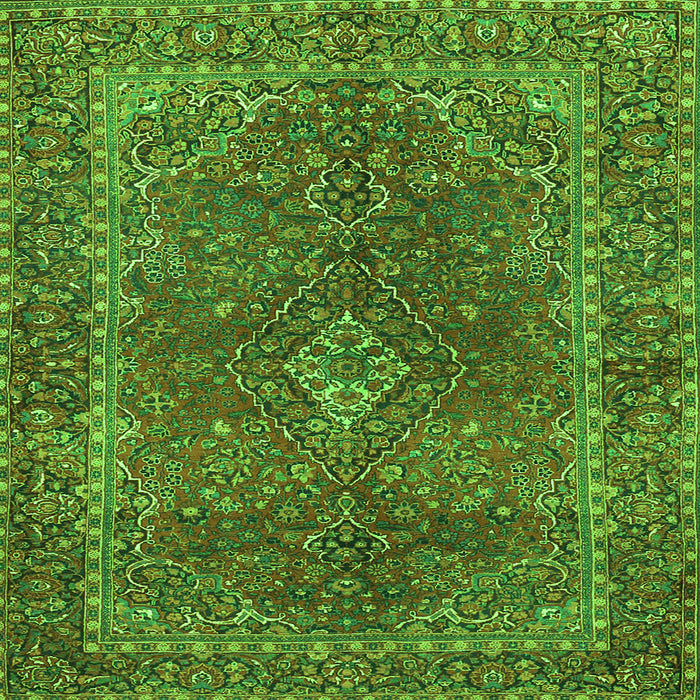 Round Machine Washable Persian Green Traditional Area Rugs, wshtr3184grn
