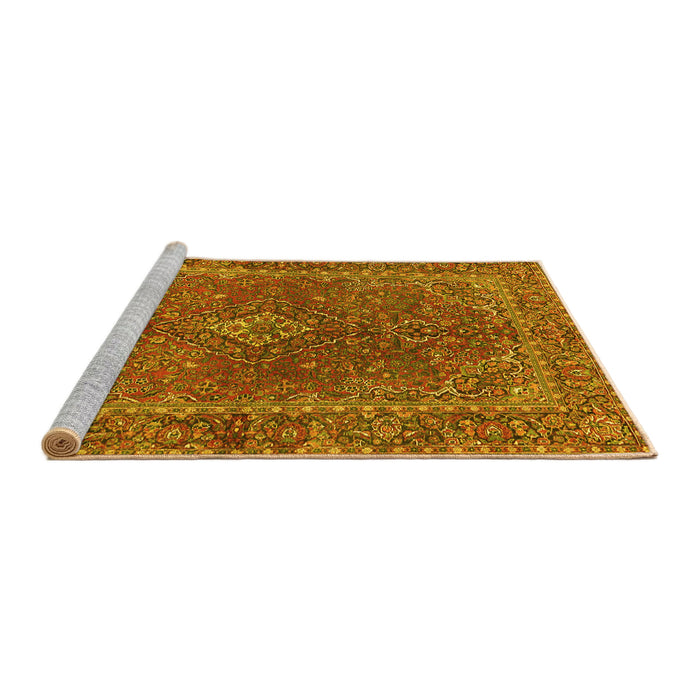 Sideview of Machine Washable Persian Yellow Traditional Rug, wshtr3184yw