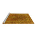 Sideview of Machine Washable Persian Yellow Traditional Rug, wshtr3184yw