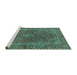 Sideview of Machine Washable Persian Turquoise Traditional Area Rugs, wshtr3184turq