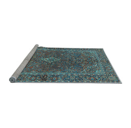 Sideview of Machine Washable Persian Light Blue Traditional Rug, wshtr3184lblu