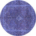 Round Machine Washable Persian Blue Traditional Rug, wshtr3184blu