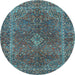 Round Persian Light Blue Traditional Rug, tr3184lblu