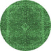 Round Persian Emerald Green Traditional Rug, tr3184emgrn