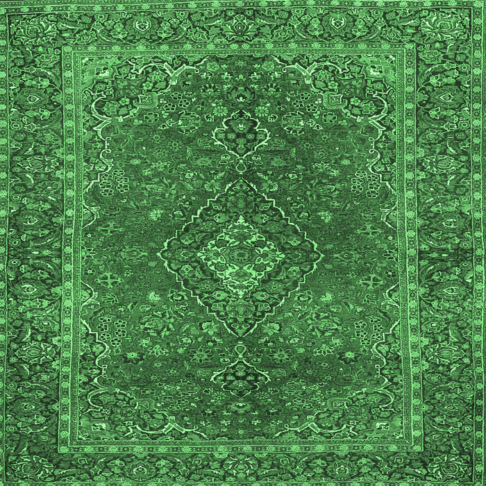 Square Persian Emerald Green Traditional Rug, tr3184emgrn