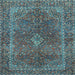 Square Machine Washable Persian Light Blue Traditional Rug, wshtr3184lblu