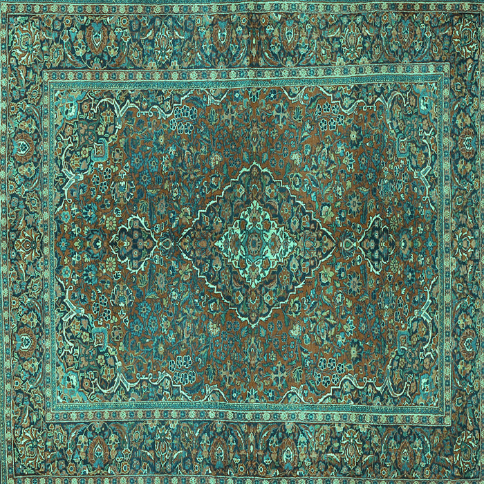 Square Machine Washable Persian Turquoise Traditional Area Rugs, wshtr3184turq
