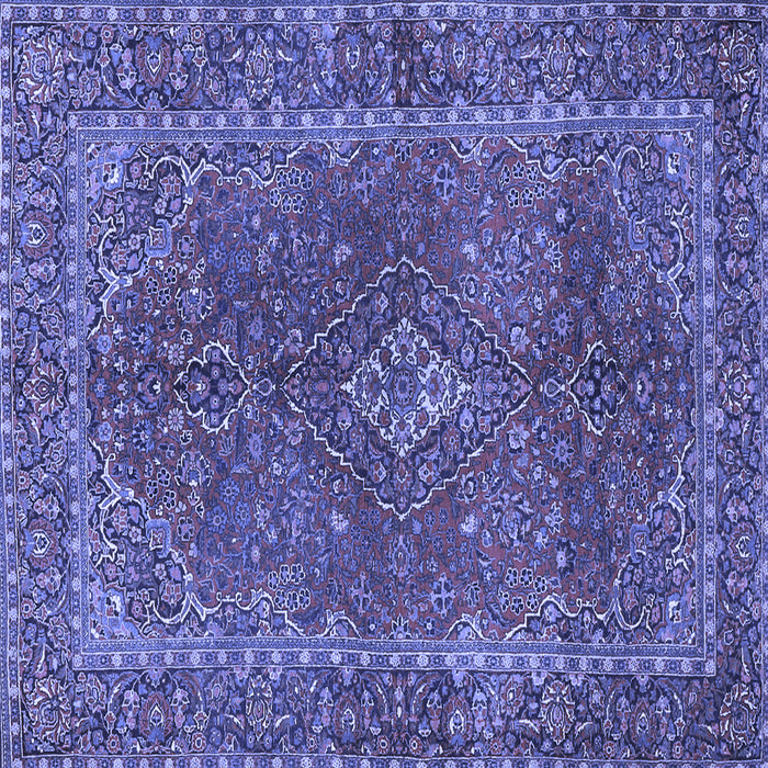Square Machine Washable Persian Blue Traditional Rug, wshtr3184blu