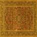 Square Machine Washable Persian Yellow Traditional Rug, wshtr3185yw