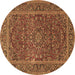 Round Machine Washable Persian Brown Traditional Rug, wshtr3185brn