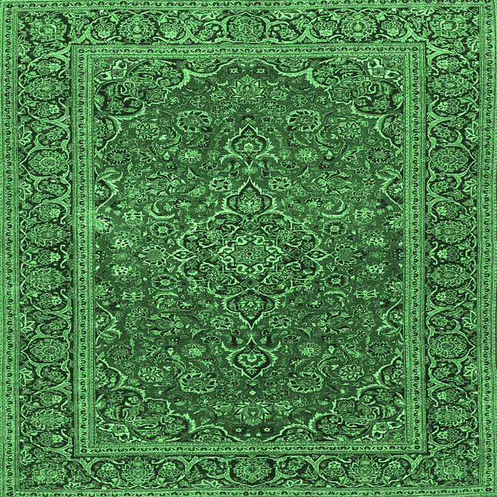 Square Machine Washable Persian Emerald Green Traditional Area Rugs, wshtr3185emgrn