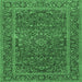 Square Machine Washable Persian Emerald Green Traditional Area Rugs, wshtr3185emgrn