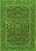 Serging Thickness of Machine Washable Persian Green Traditional Area Rugs, wshtr3185grn