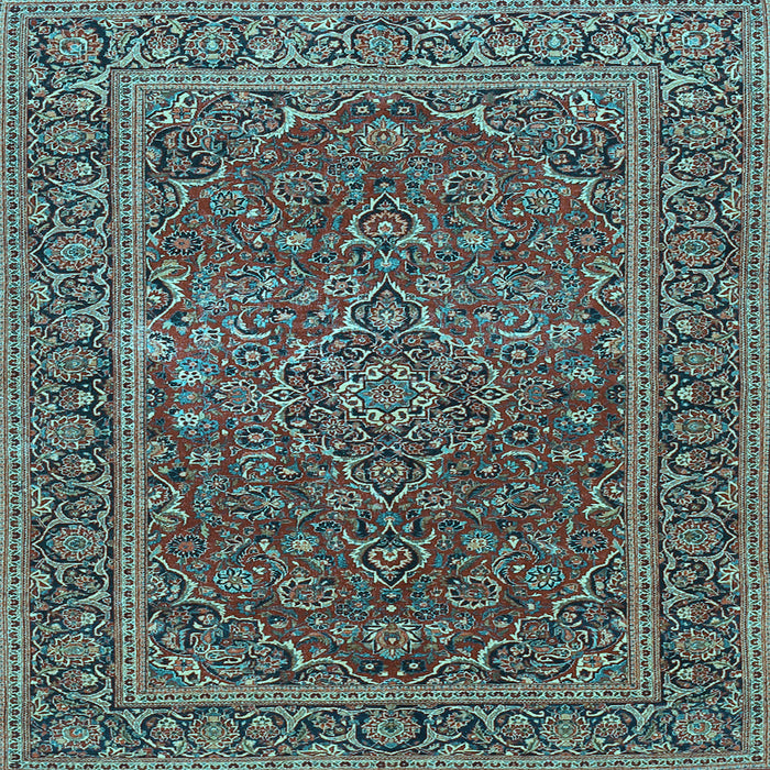 Square Machine Washable Persian Light Blue Traditional Rug, wshtr3185lblu
