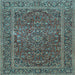 Square Machine Washable Persian Light Blue Traditional Rug, wshtr3185lblu