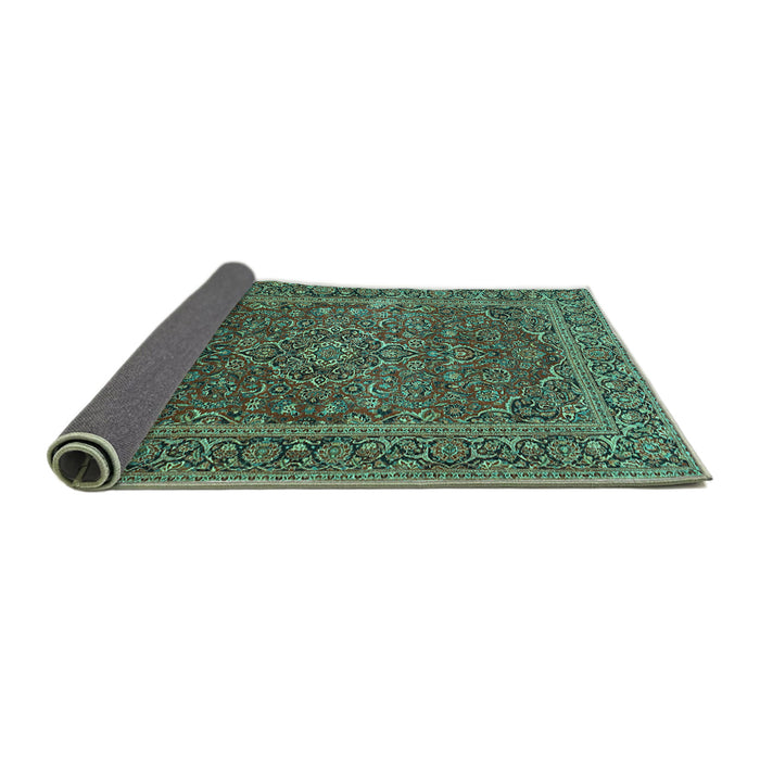 Sideview of Persian Turquoise Traditional Rug, tr3185turq